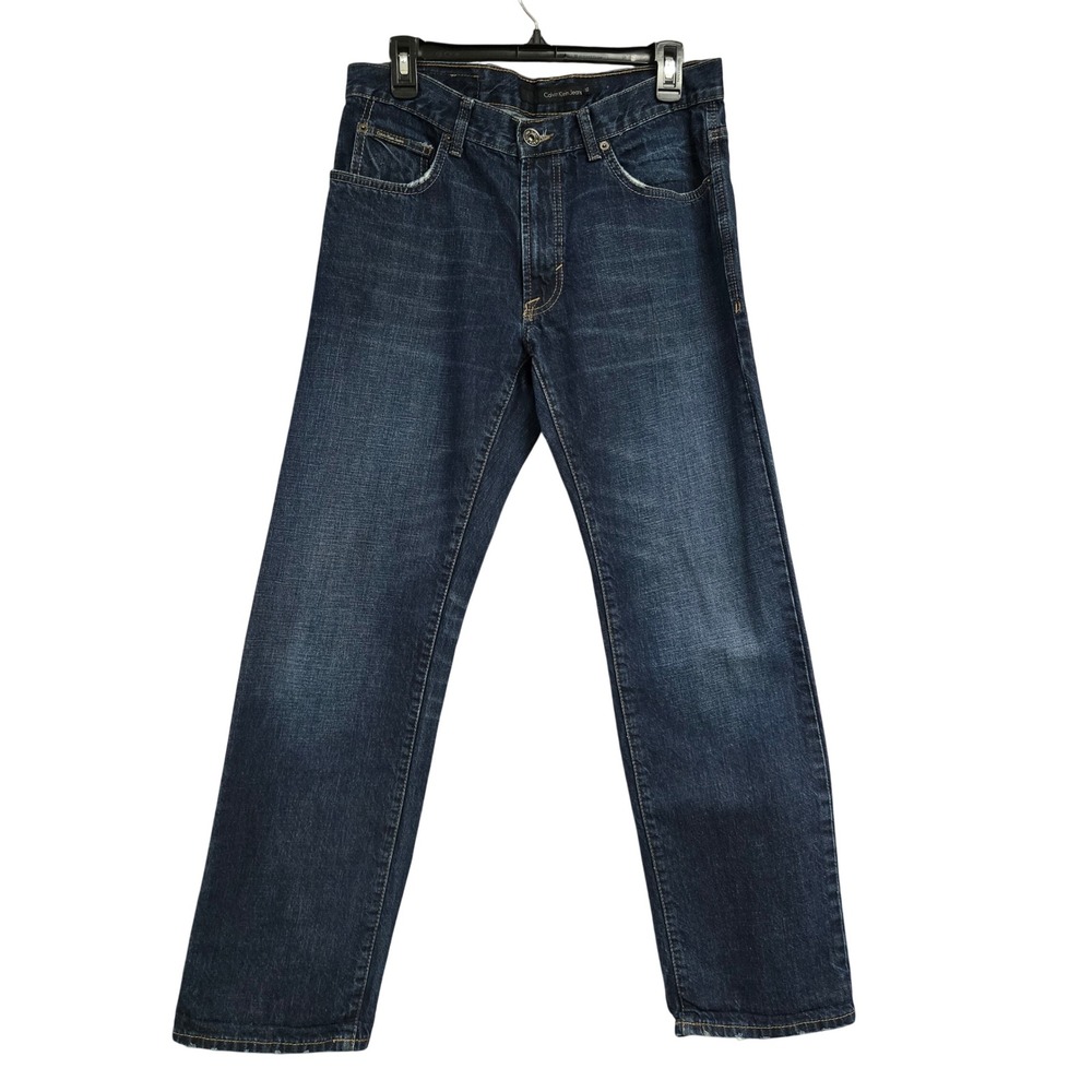Calvin Klein Jeans Straight Leg Dark Wash Indigo Denim Blue Jeans Men's Sz 32